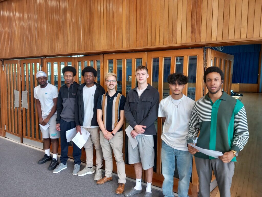 Students collecting their results